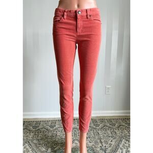 J CREW Toothpick Coral Corduroy Ankle Zip Pants Sz 27